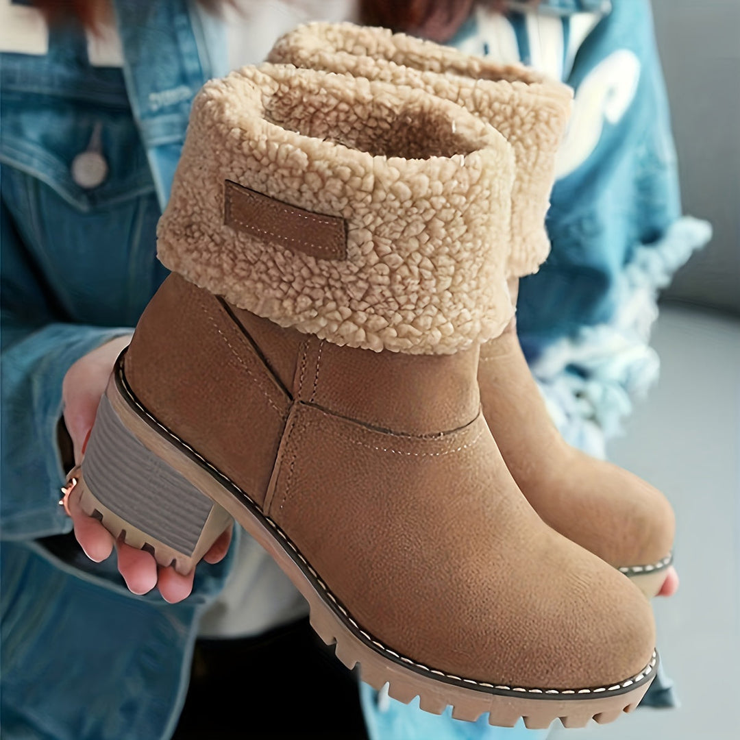 Susan | Cuffed Block Heel Snow Boots Women