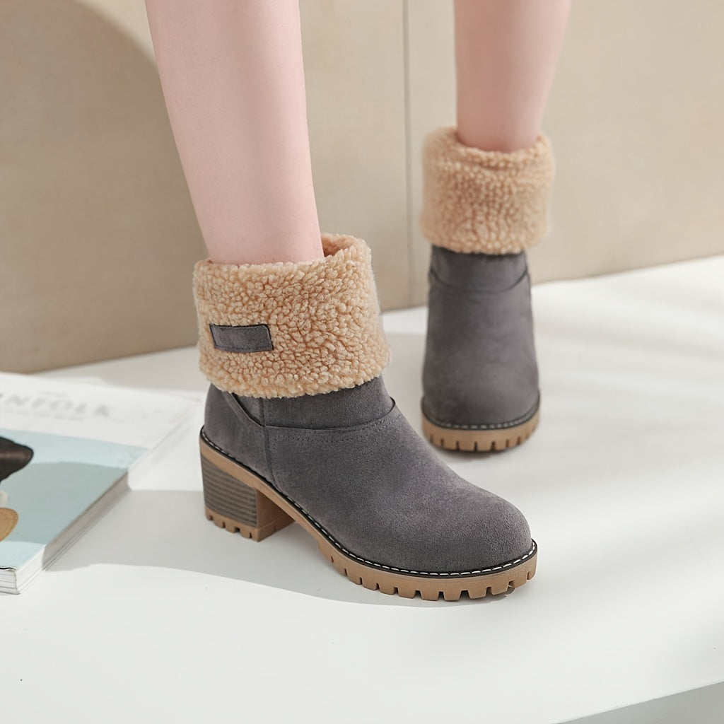 Susan | Cuffed Block Heel Snow Boots Women