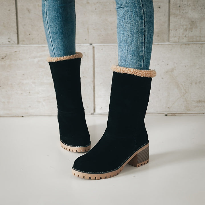 Susan | Cuffed Block Heel Snow Boots Women