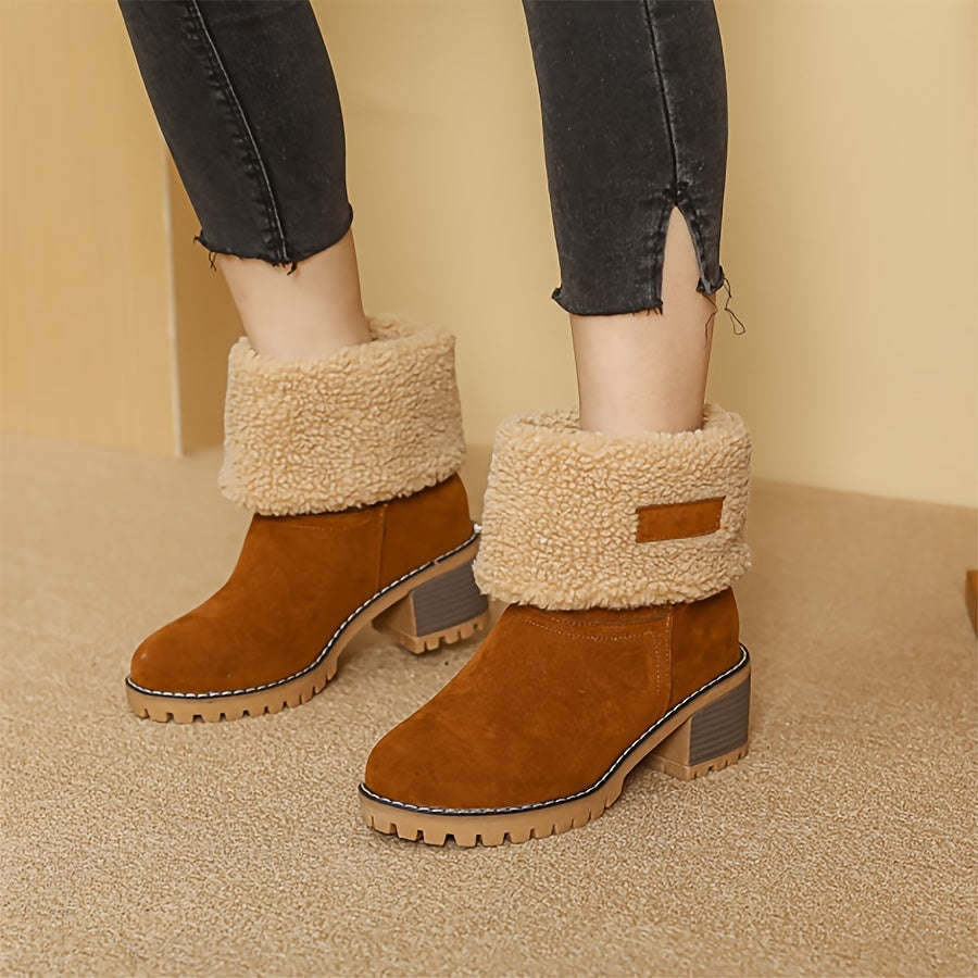 Susan | Cuffed Block Heel Snow Boots Women