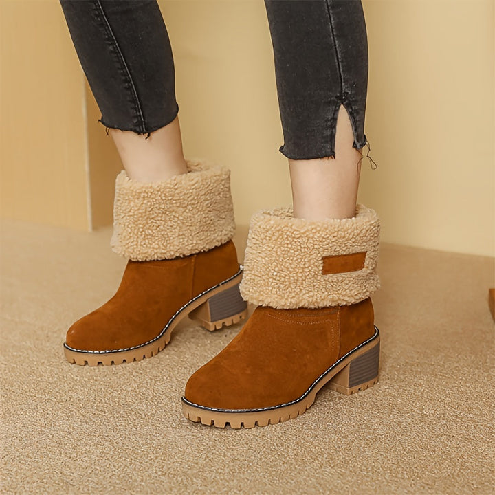 Susan | Cuffed Block Heel Snow Boots Women