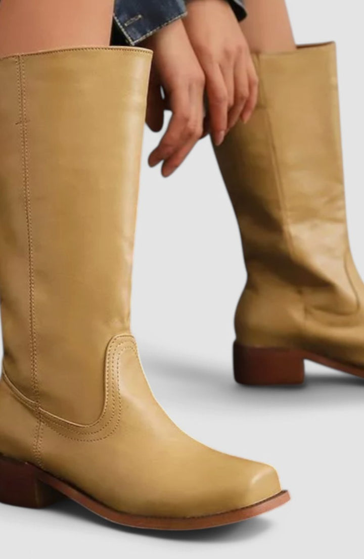 Susan | Effortless Stacked-Heel Knee High Boots
