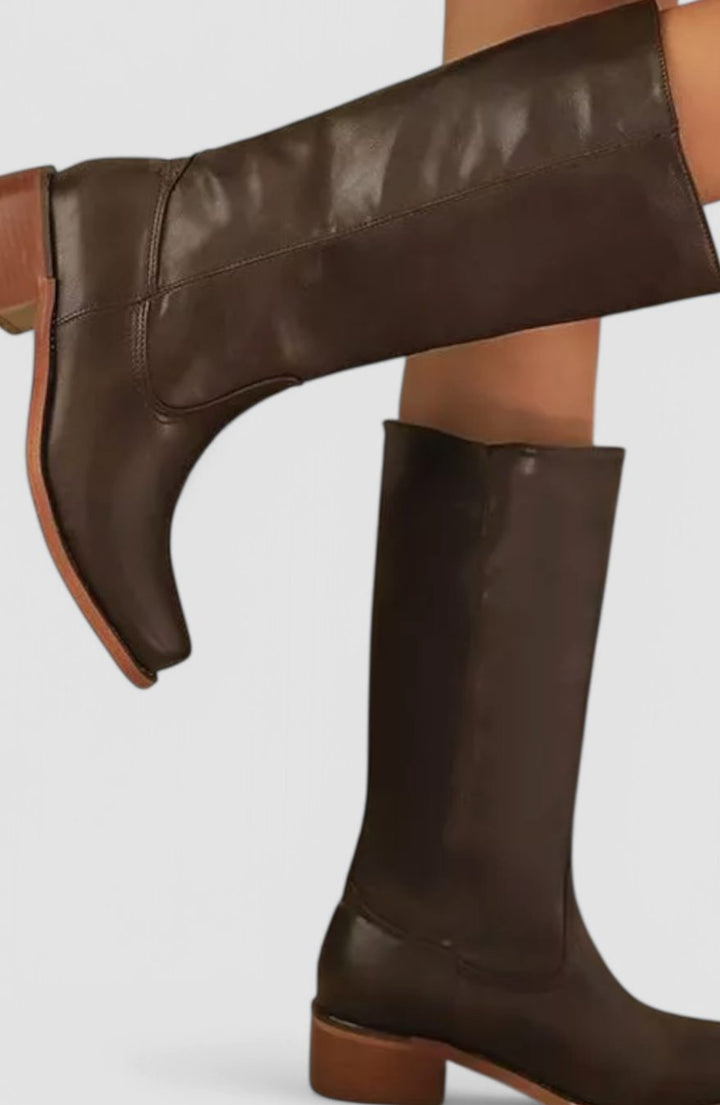 Susan | Effortless Stacked-Heel Knee High Boots