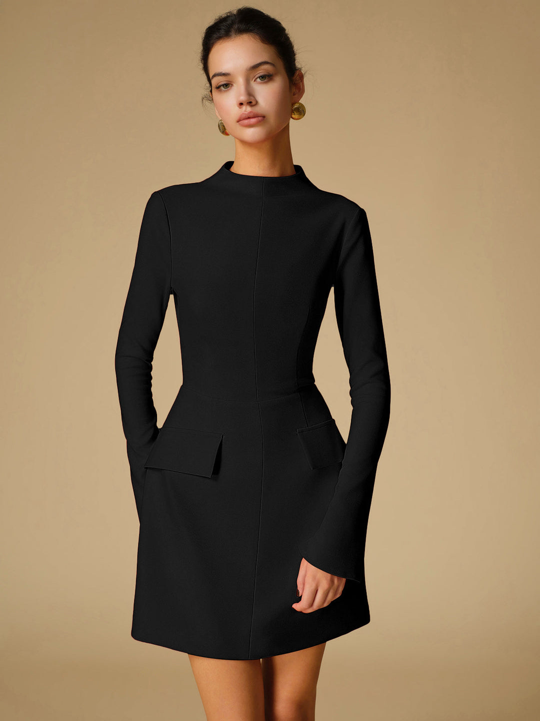 Susan | Refined Mock Neck Winter Wedding Guest Dress