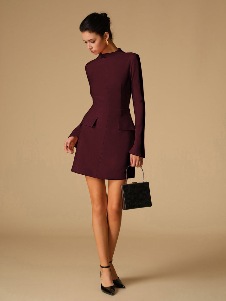 Susan | Refined Mock Neck Winter Wedding Guest Dress