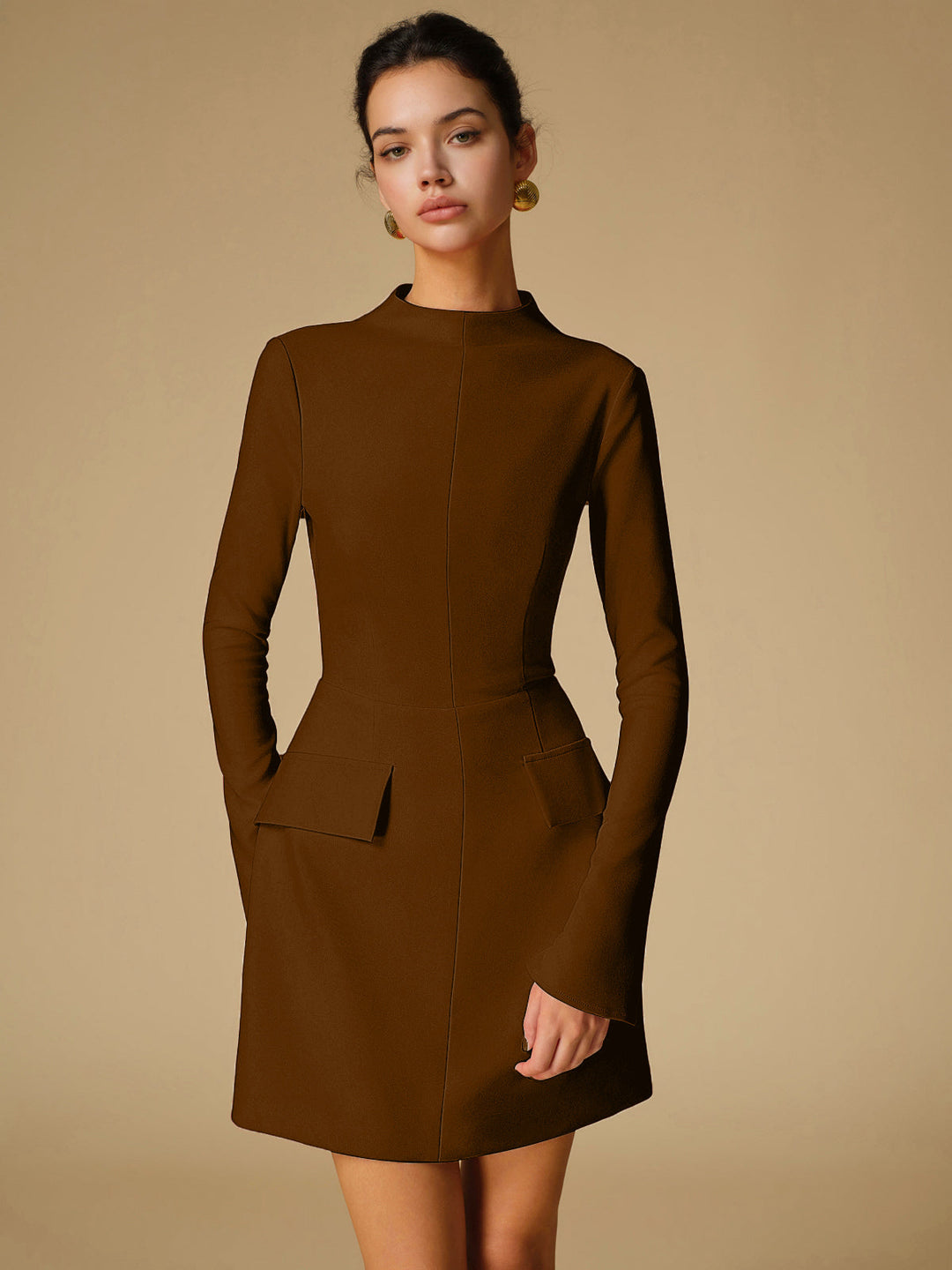 Susan | Refined Mock Neck Winter Wedding Guest Dress