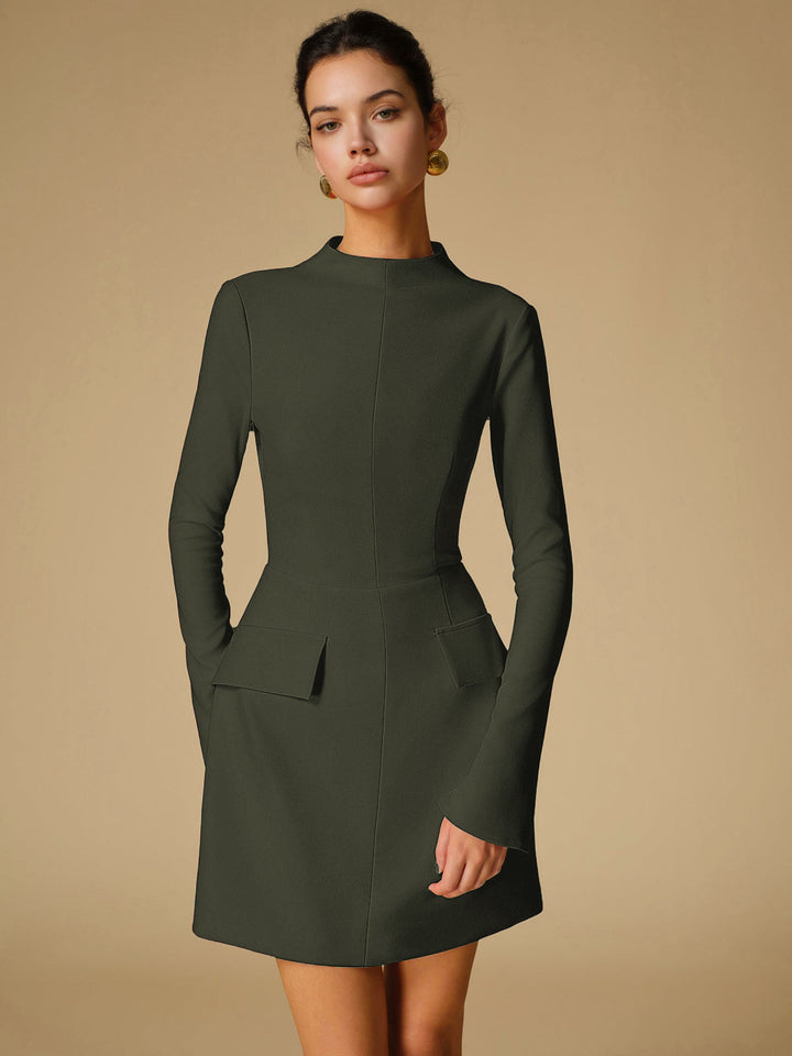 Susan | Refined Mock Neck Winter Wedding Guest Dress