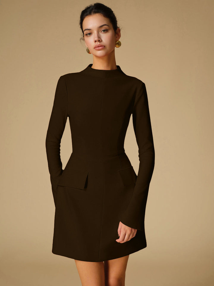 Susan | Refined Mock Neck Winter Wedding Guest Dress