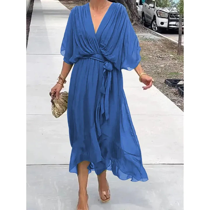 Susan | Sophisticated Tie-Waist Wrap Fall Wedding Guest Dress