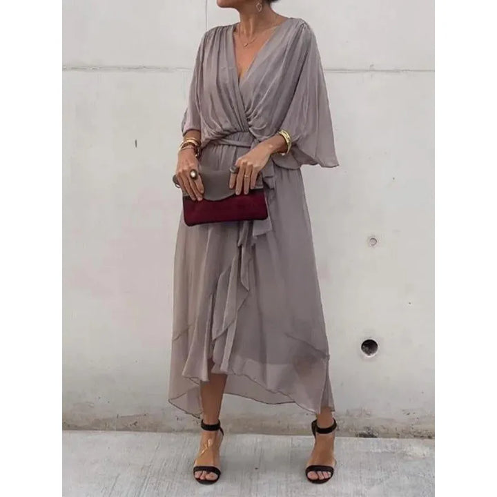Susan | Sophisticated Tie-Waist Wrap Fall Wedding Guest Dress