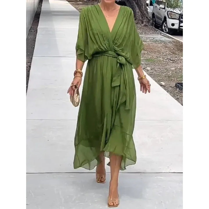 Susan | Sophisticated Tie-Waist Wrap Fall Wedding Guest Dress