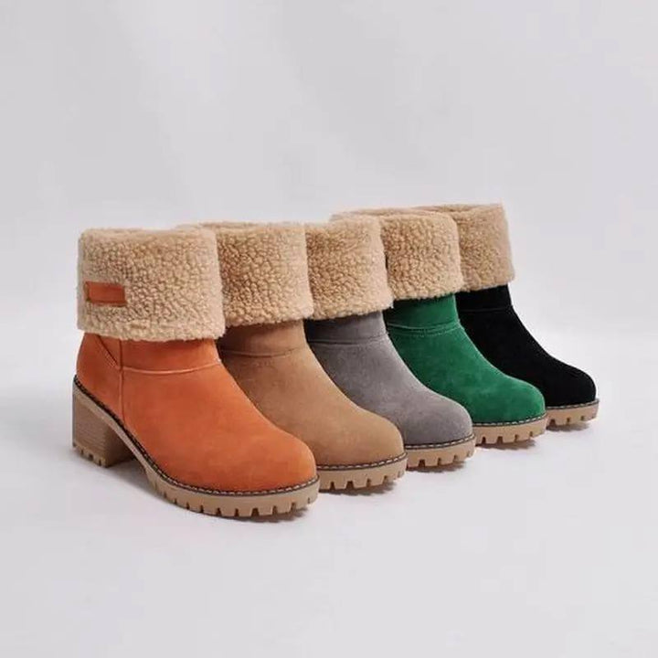 Teresa | Classic Faux Fur Cuff Mid-Calf Winter Boots