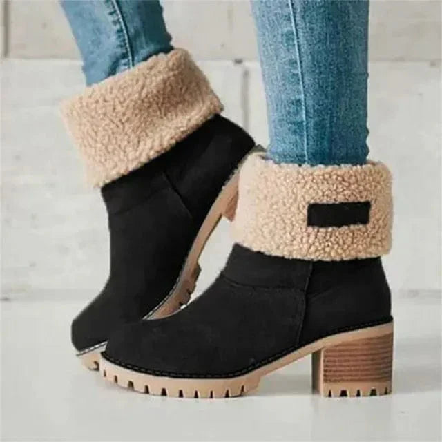 Teresa | Classic Faux Fur Cuff Mid-Calf Winter Boots