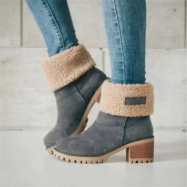 Teresa | Classic Faux Fur Cuff Mid-Calf Winter Boots