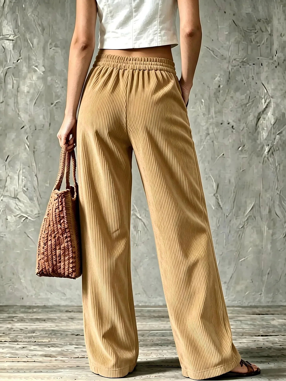 Teresa | Effortless Patch Pocket Wide Leg Corduroy Pants