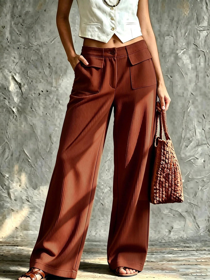 Teresa | Effortless Patch Pocket Wide Leg Corduroy Pants