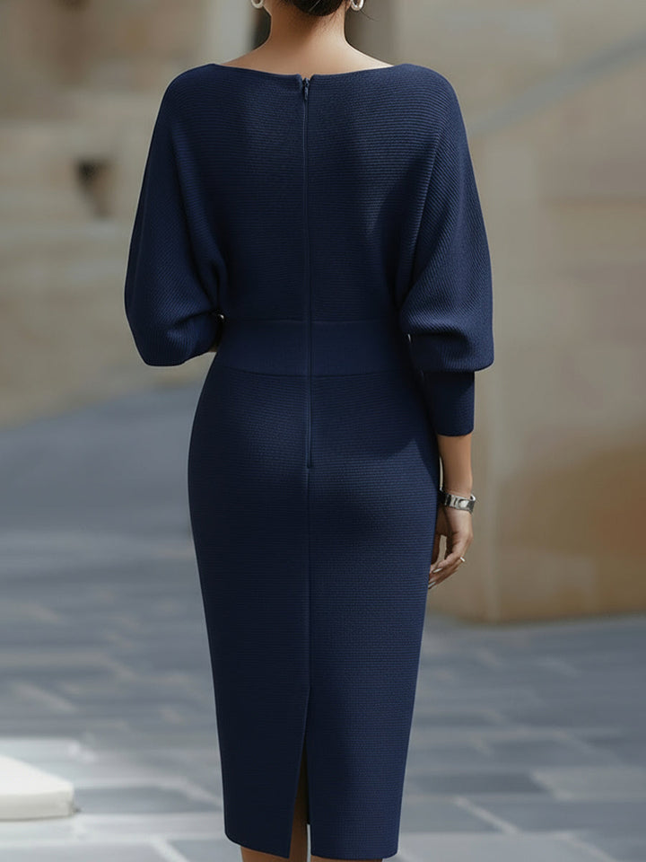 Teresa | Effortless Ribbed Cowl Neck Midi Sweater Dress