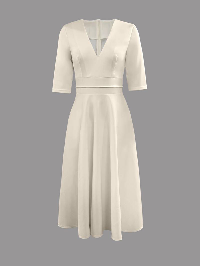 Teresa | Graceful Flared Fall Wedding Guest Midi Dress