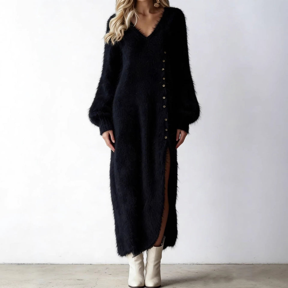 Teresa | Polished Fuzzy Knit Holiday Dress