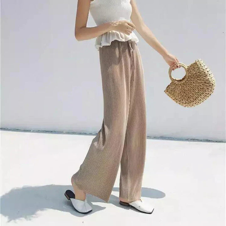 Teresa | Refined Pleated Wide Leg Sweatpants with Elastic Waist
