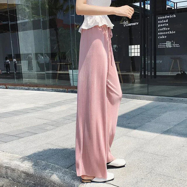 Teresa | Refined Pleated Wide Leg Sweatpants with Elastic Waist