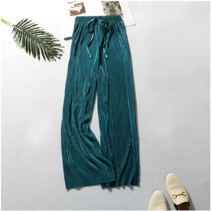 Teresa | Refined Pleated Wide Leg Sweatpants with Elastic Waist