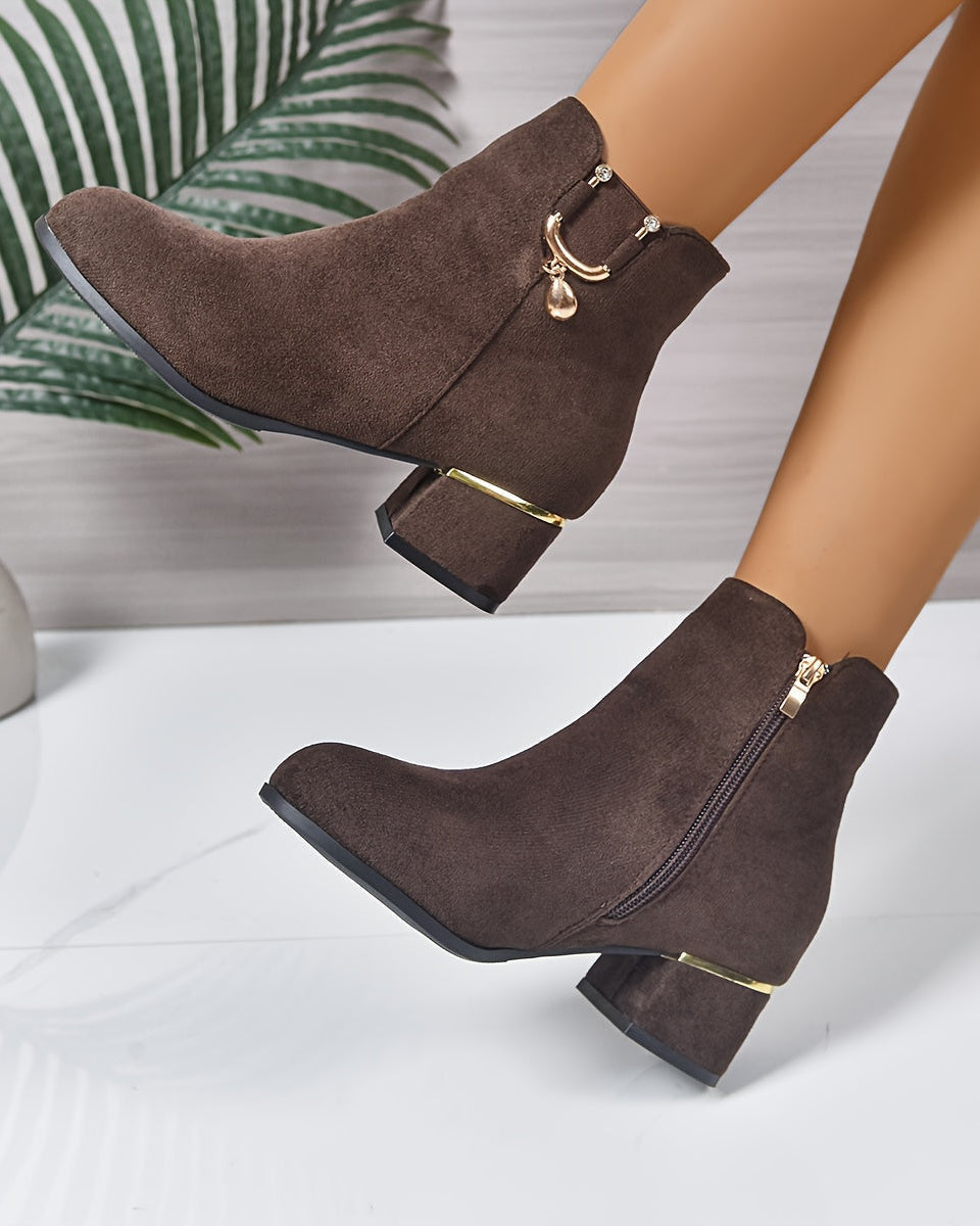 Teresa | Refined Side Zip Block Heel Ankle Boots