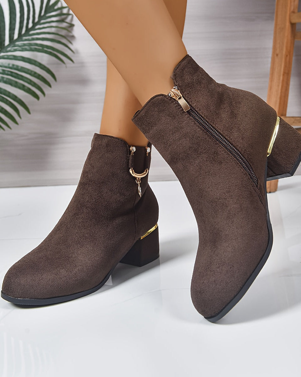 Teresa | Refined Side Zip Block Heel Ankle Boots