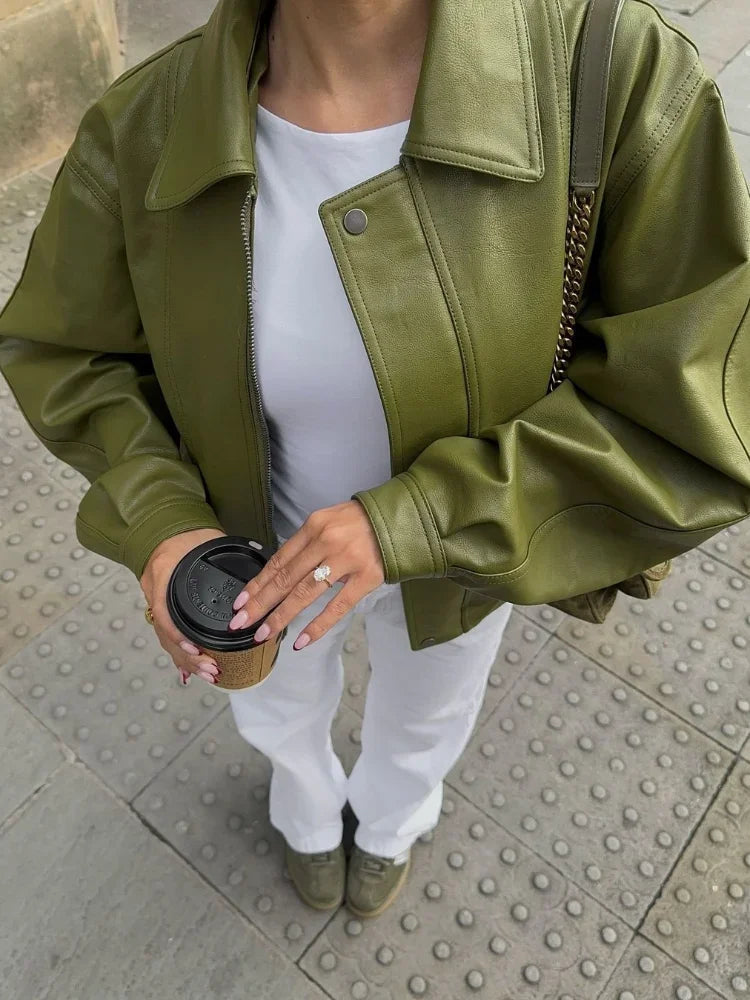 Teresa | Stylish Collared Bomber Jacket with Zipper Closure