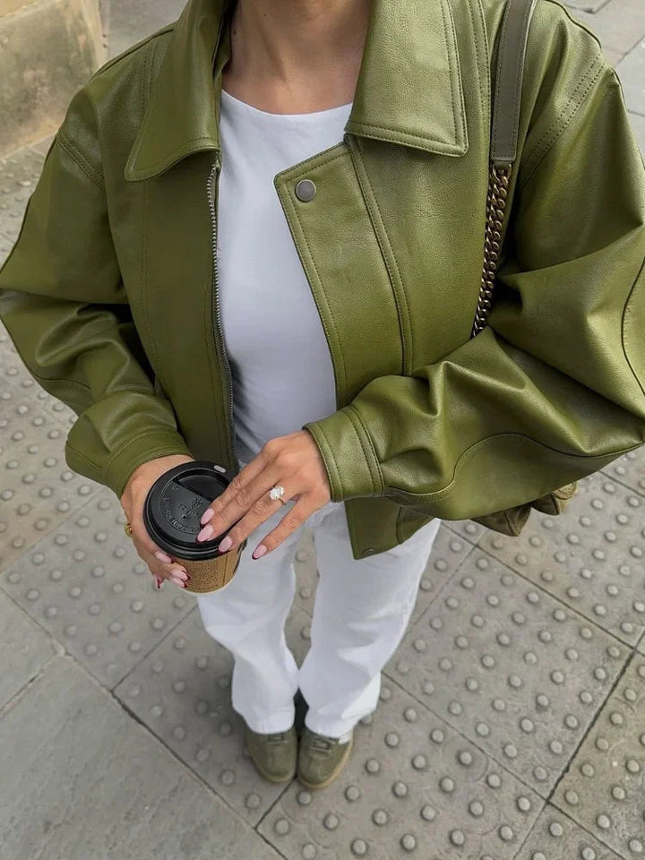 Teresa | Stylish Collared Bomber Jacket with Zipper Closure