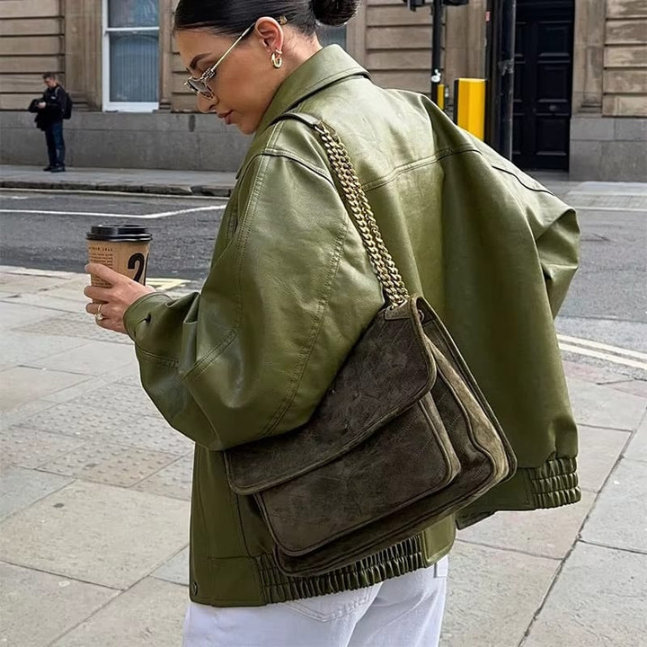 Teresa | Stylish Collared Bomber Jacket with Zipper Closure