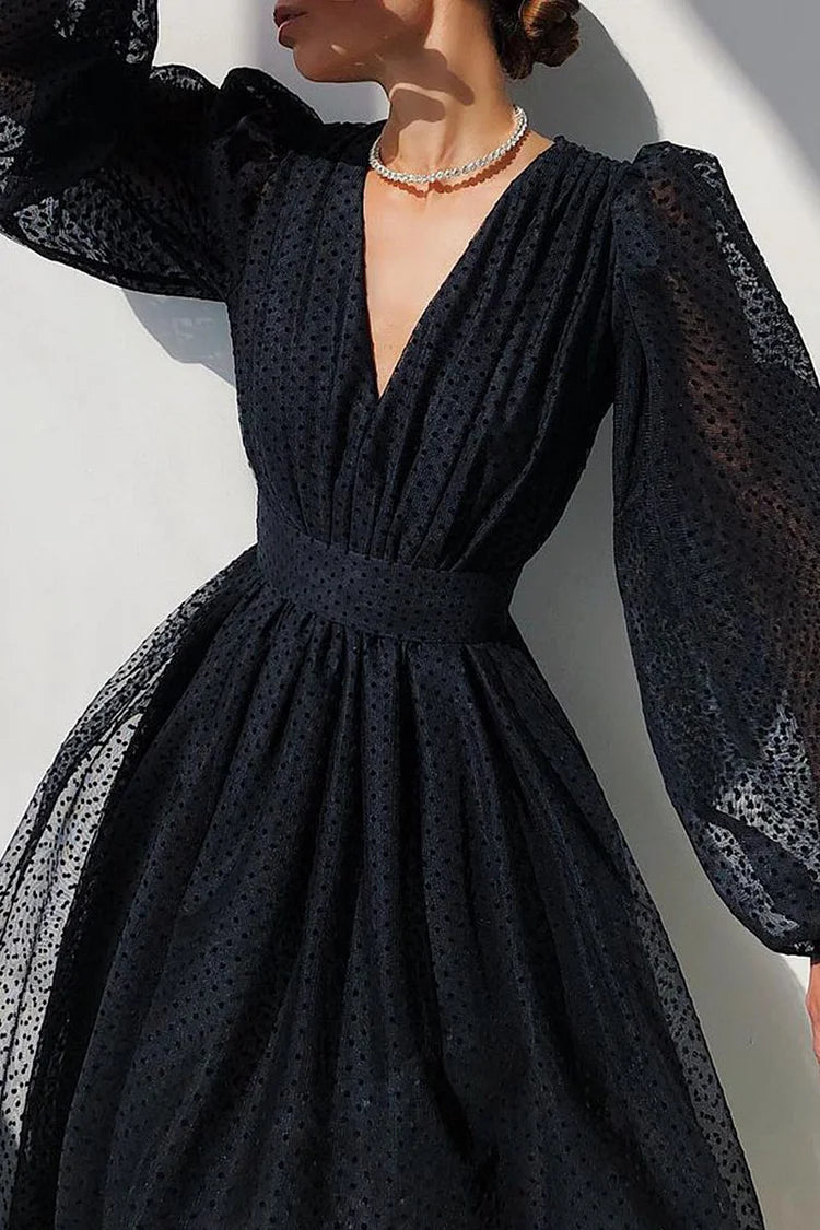 Theresa | Chic Polka Dot Balloon Sleeve Christmas Party Dress