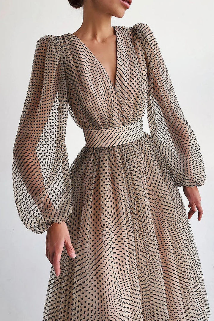 Theresa | Chic Polka Dot Balloon Sleeve Christmas Party Dress