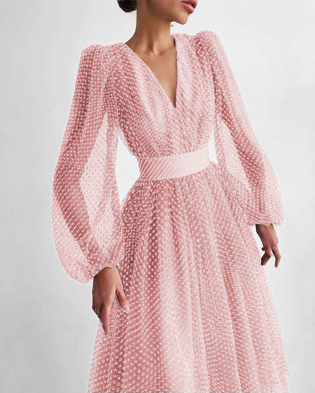 Theresa | Chic Polka Dot Balloon Sleeve Christmas Party Dress