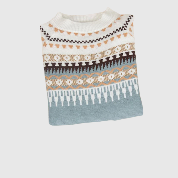 Theresa | Effortless Fair Isle Yoke Crew Neck Sweater