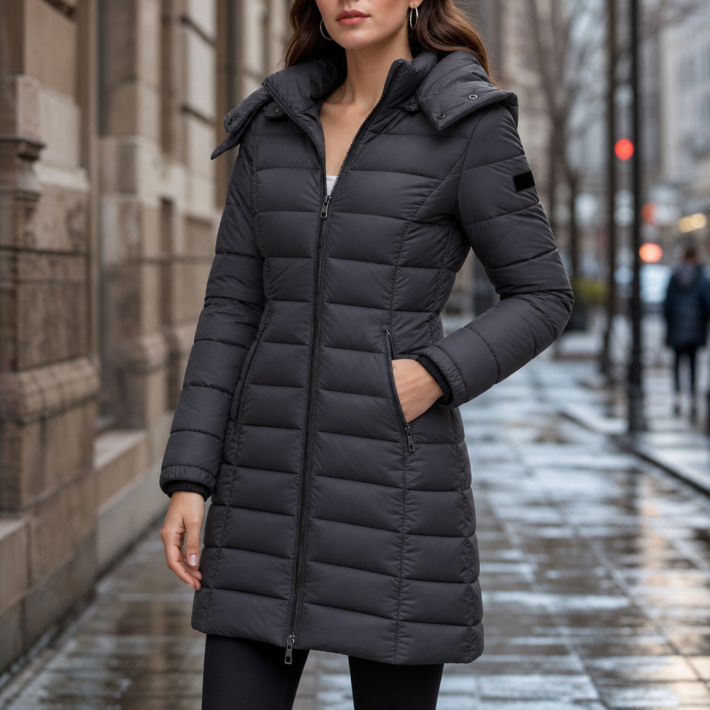 Theresa | Effortless Hooded Quilted Mid-Length Puffer Jacket