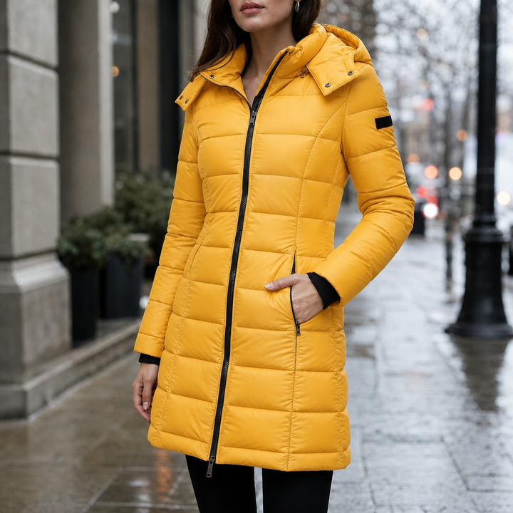 Theresa | Effortless Hooded Quilted Mid-Length Puffer Jacket
