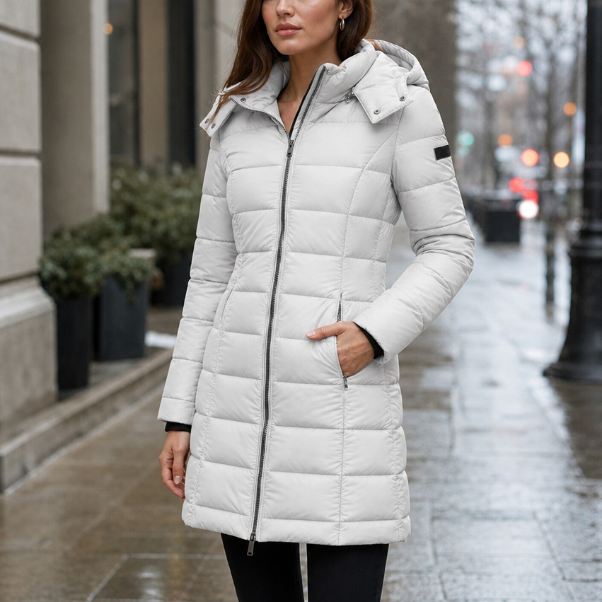 Theresa | Effortless Hooded Quilted Mid-Length Puffer Jacket