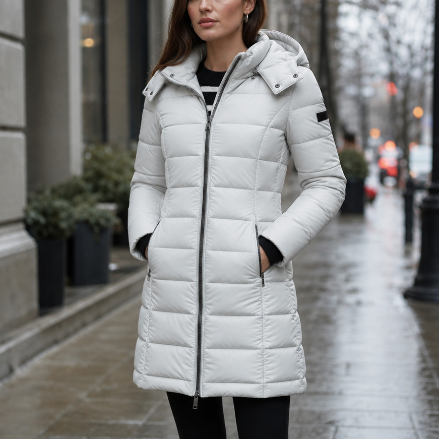 Theresa | Effortless Hooded Quilted Mid-Length Puffer Jacket