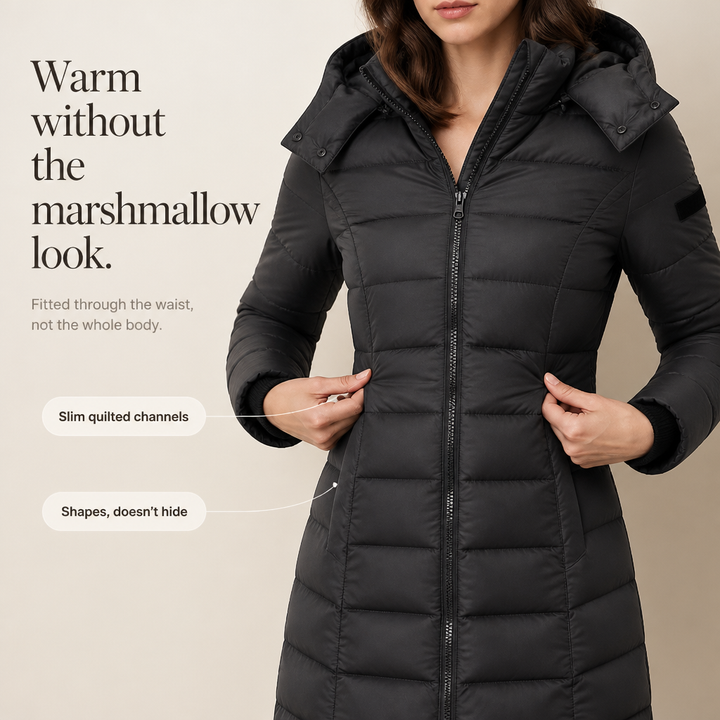 Theresa | Effortless Hooded Quilted Mid-Length Puffer Jacket
