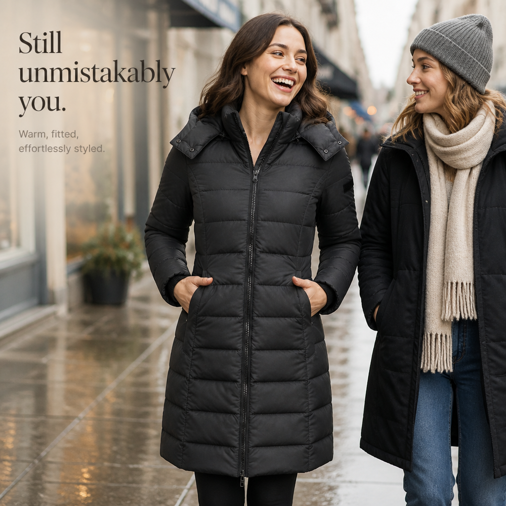 Theresa | Effortless Hooded Quilted Mid-Length Puffer Jacket
