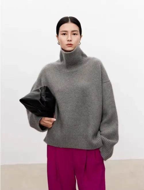 Theresa | Elegant Oversized Balloon Sleeve Turtleneck Sweater