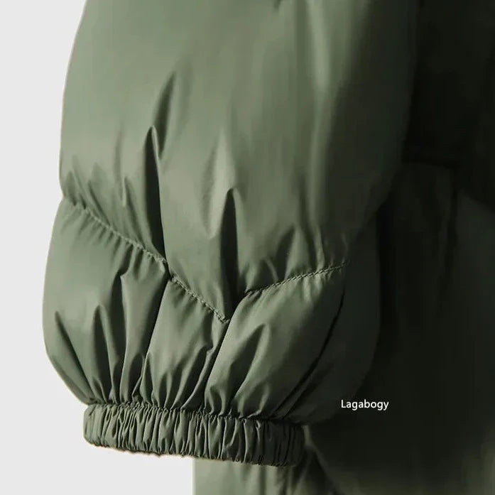 Theresa | Long Hooded Chevron Quilted Puffer Jacket