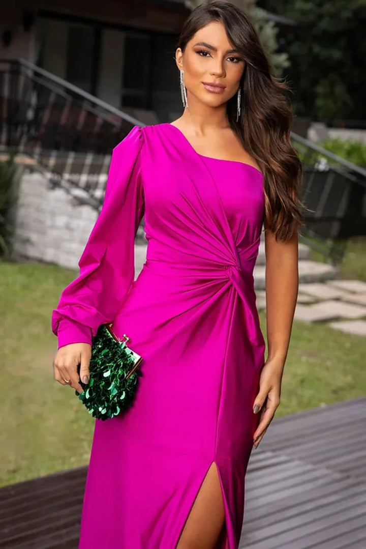 Theresa | Stylish One Shoulder Fall Wedding Guest Dress