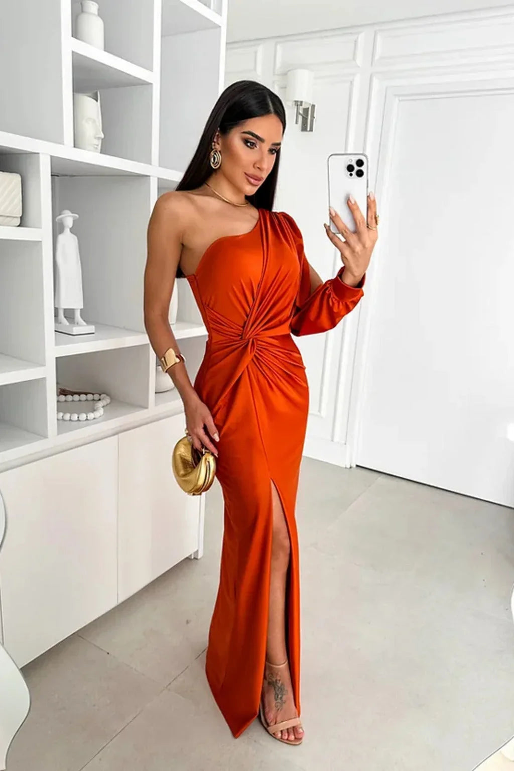 Theresa | Stylish One Shoulder Fall Wedding Guest Dress