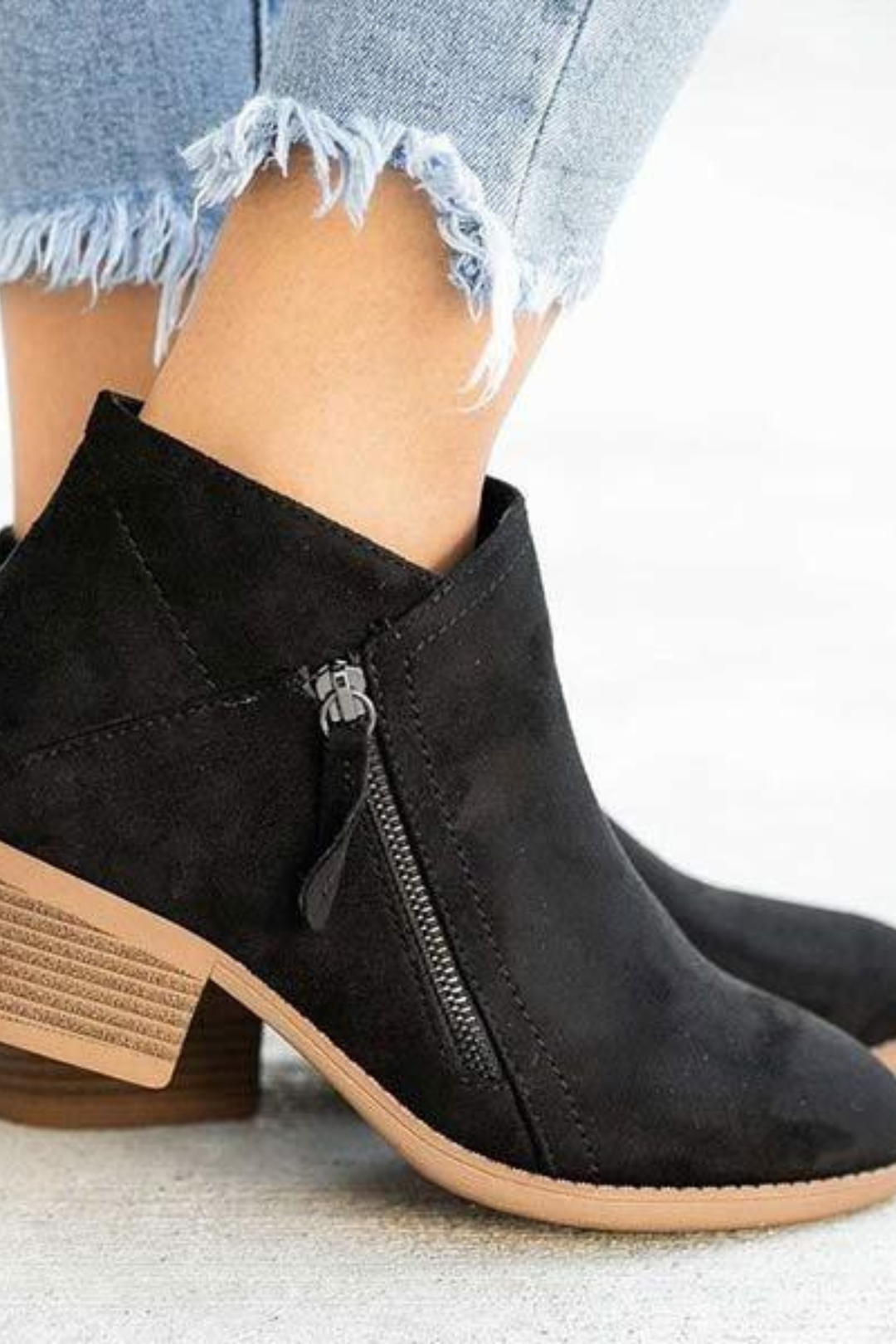 Theresa | Timeless Western Ankle Boots with Side Zip Block Heel