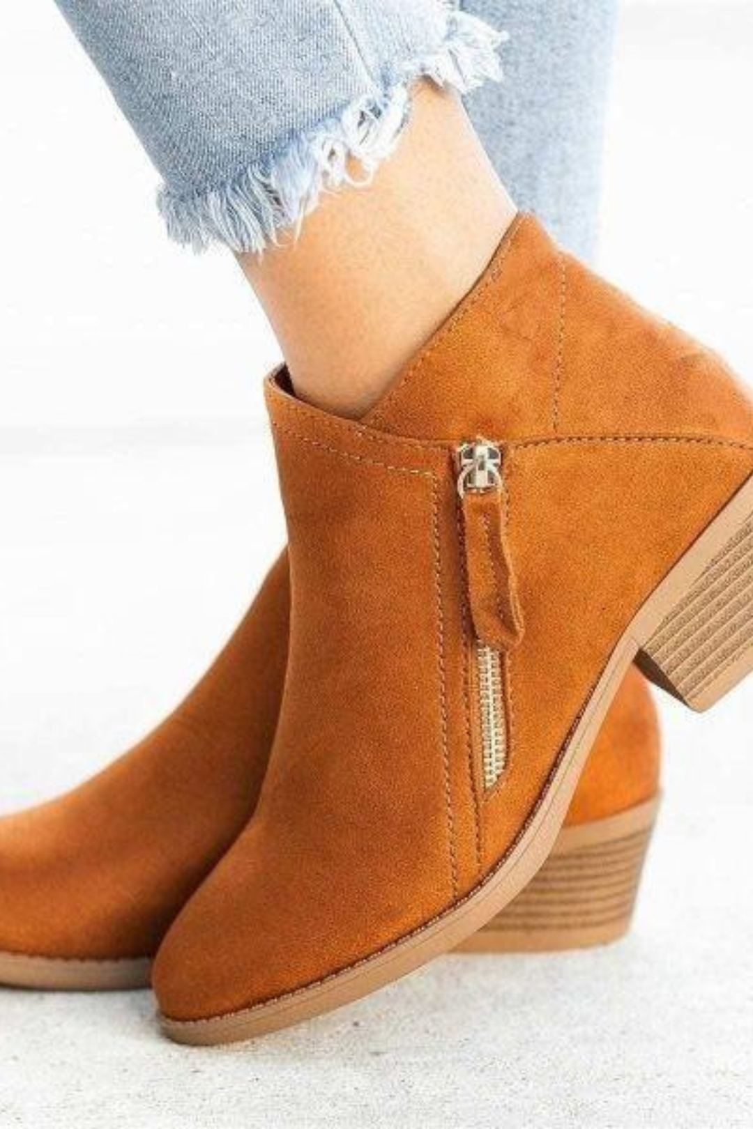 Theresa | Timeless Western Ankle Boots with Side Zip Block Heel