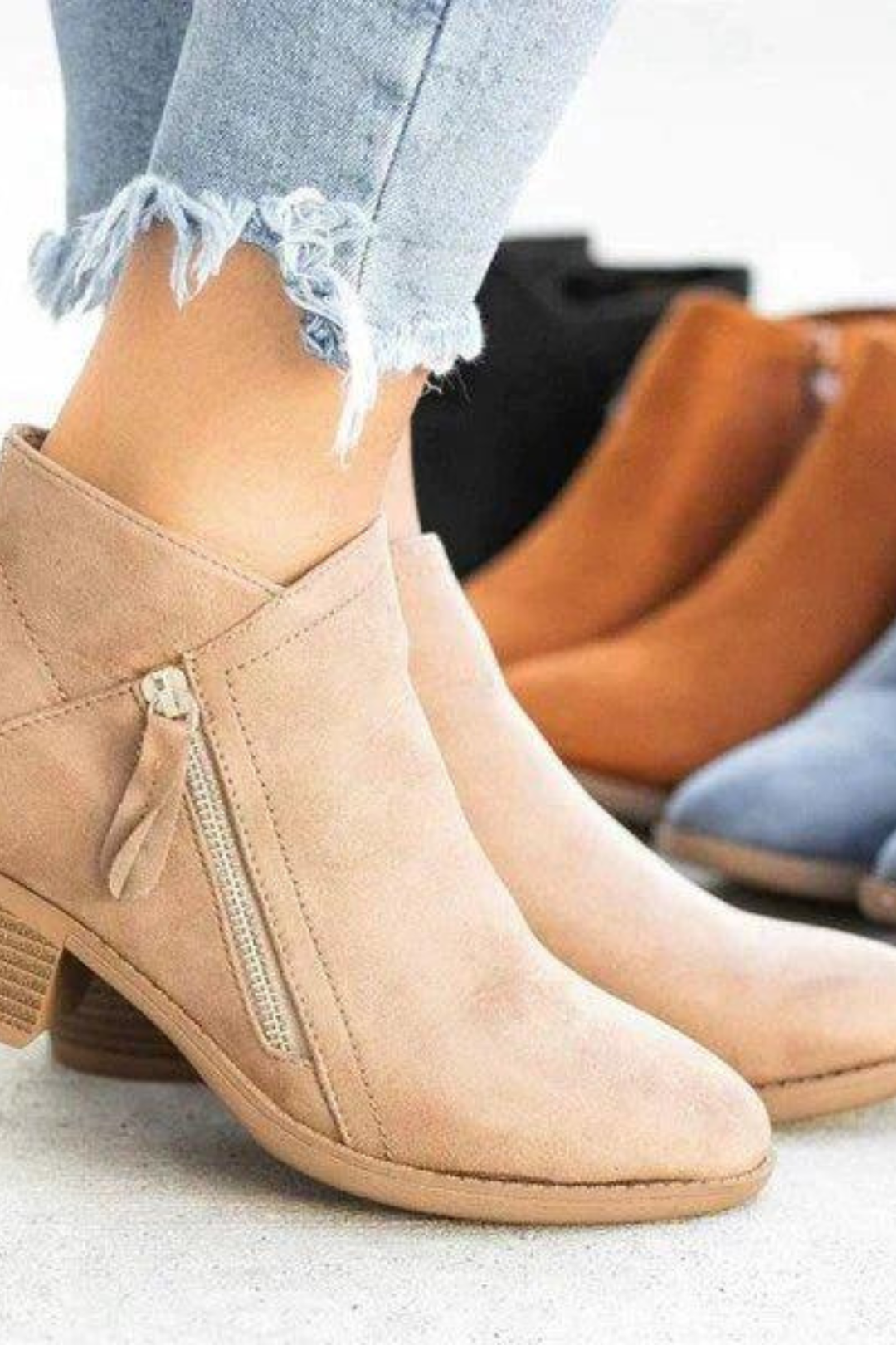 Theresa | Timeless Western Ankle Boots with Side Zip Block Heel