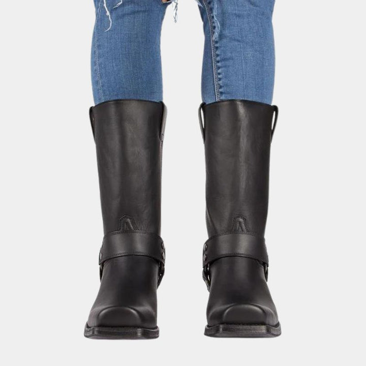 Tiffany | Chic Harness Mid-Calf Cowboy Boots