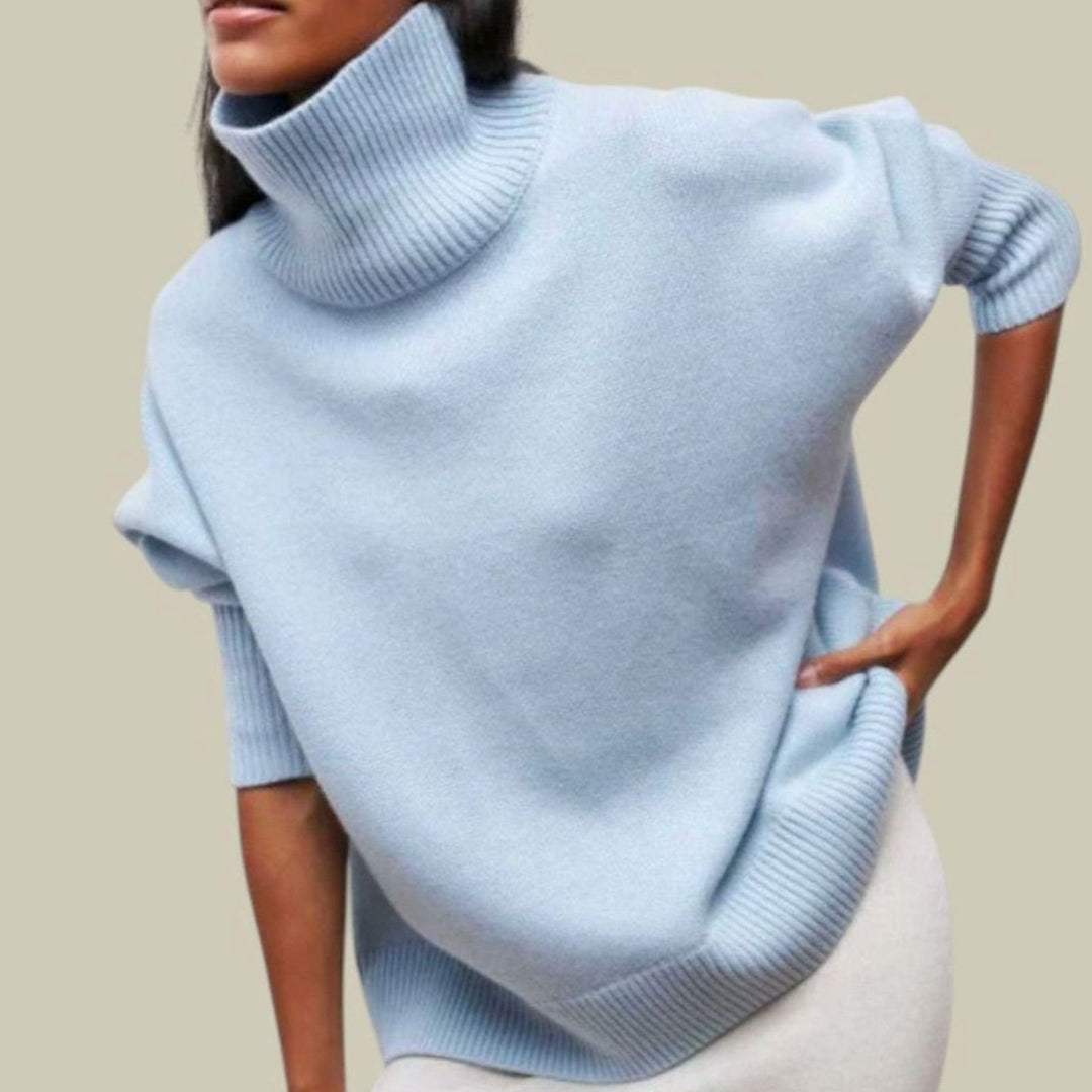 Tiffany | Polished Oversized Long Sleeve Turtleneck Sweater